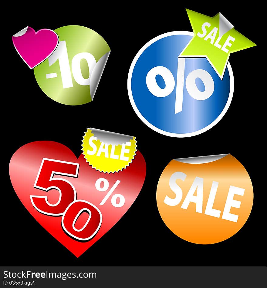 Illustration of set a stickers with sale