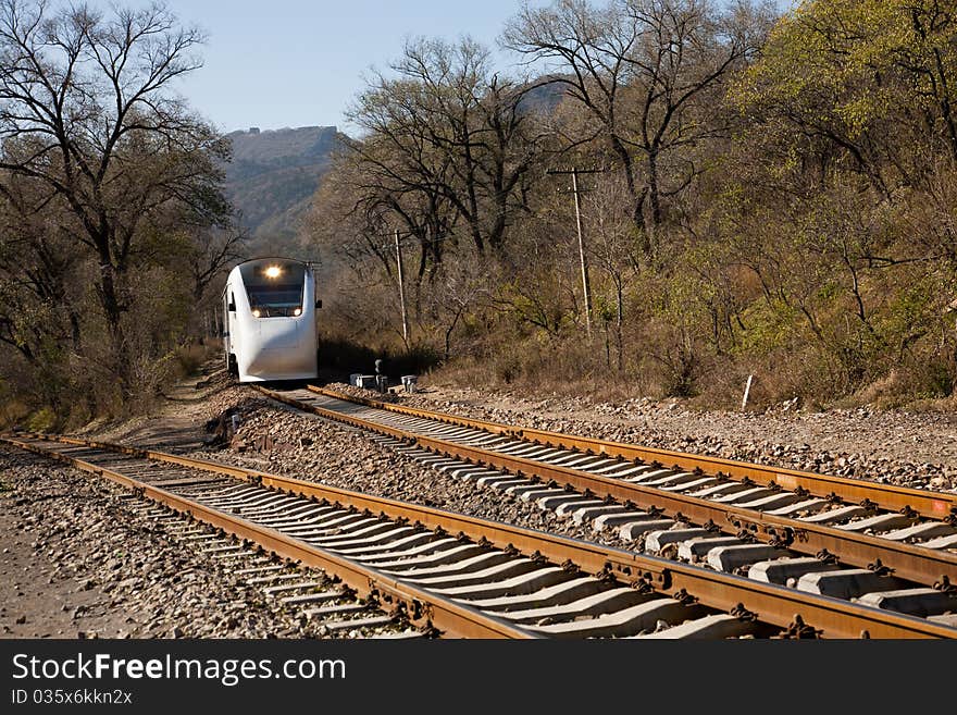 High speed train in the countryside of China