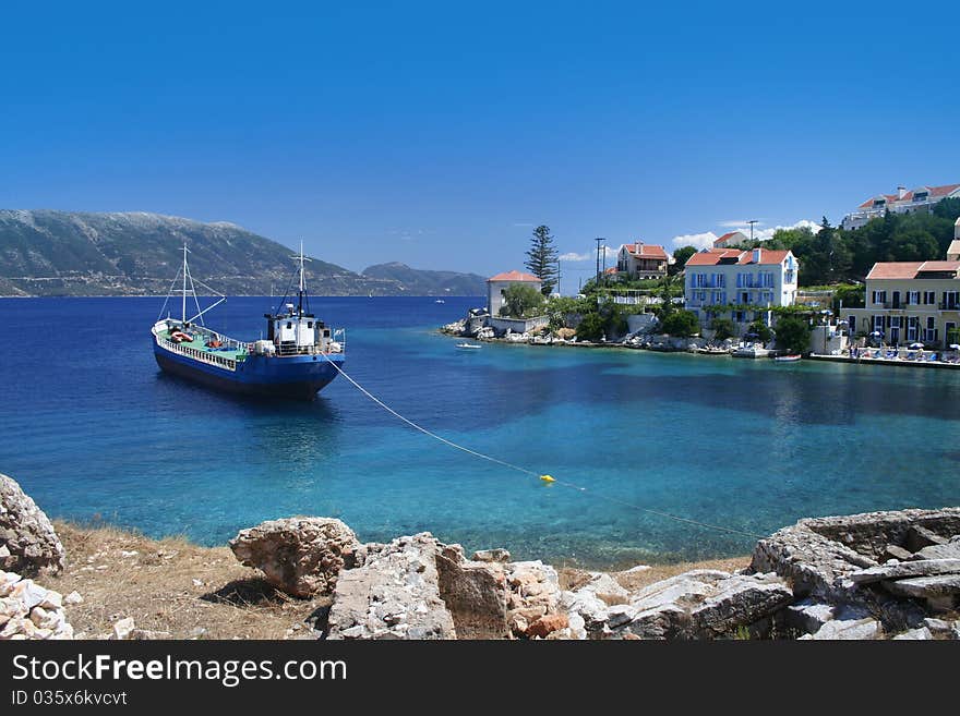 Greek fishing village Fiskardo on Cephalonia island