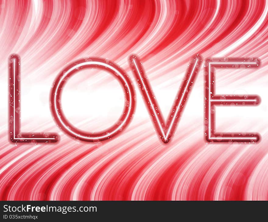 Valentine Day Love Word Abstract Colorful Waves on White Background. Valentine Day Love Word Abstract Colorful Waves on White Background