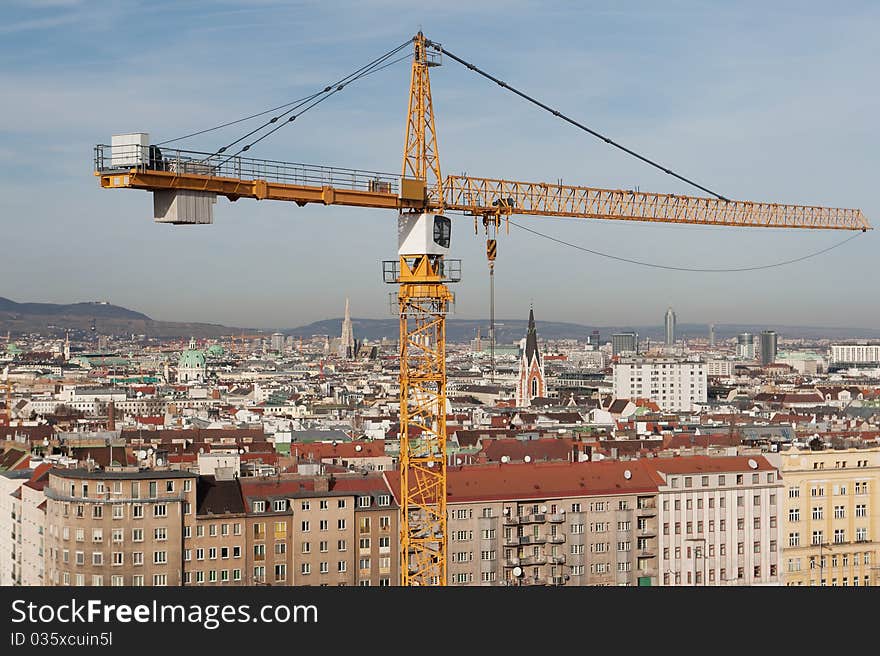 Highrise Construction Site, with panarama view of Vienna