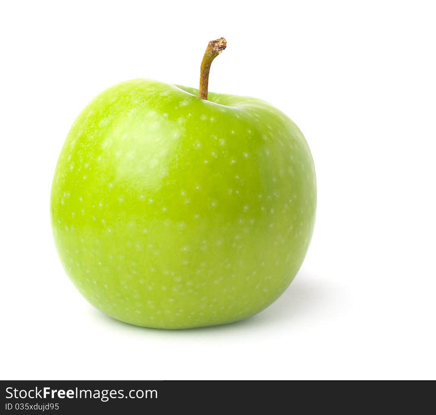 Ripe green apple on white background. Isolation. Ripe green apple on white background. Isolation.