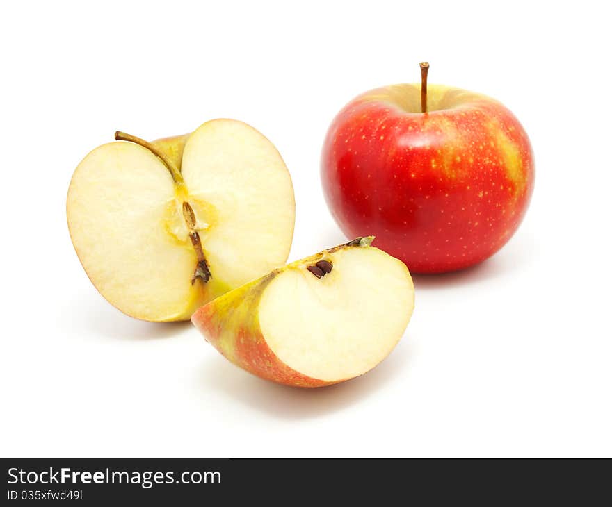 Fresh red apples isolated on white background