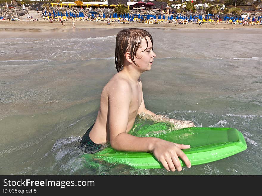 Boy has fun at the beach