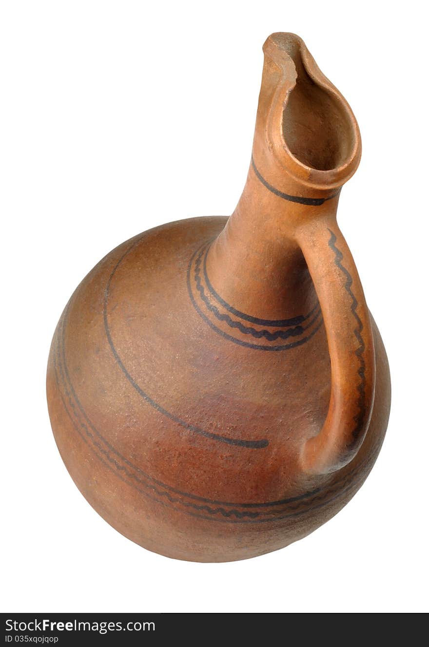 Georgian antique jug wine , on a white background.