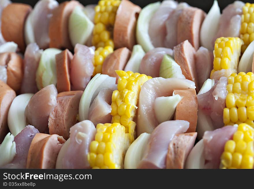 Chicken and vegetable kabobs