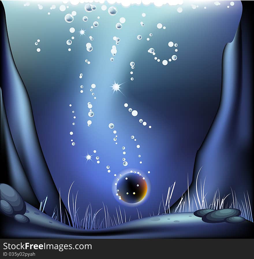 Mysterious glowing ball falls to the bottom of the sea. Mysterious glowing ball falls to the bottom of the sea