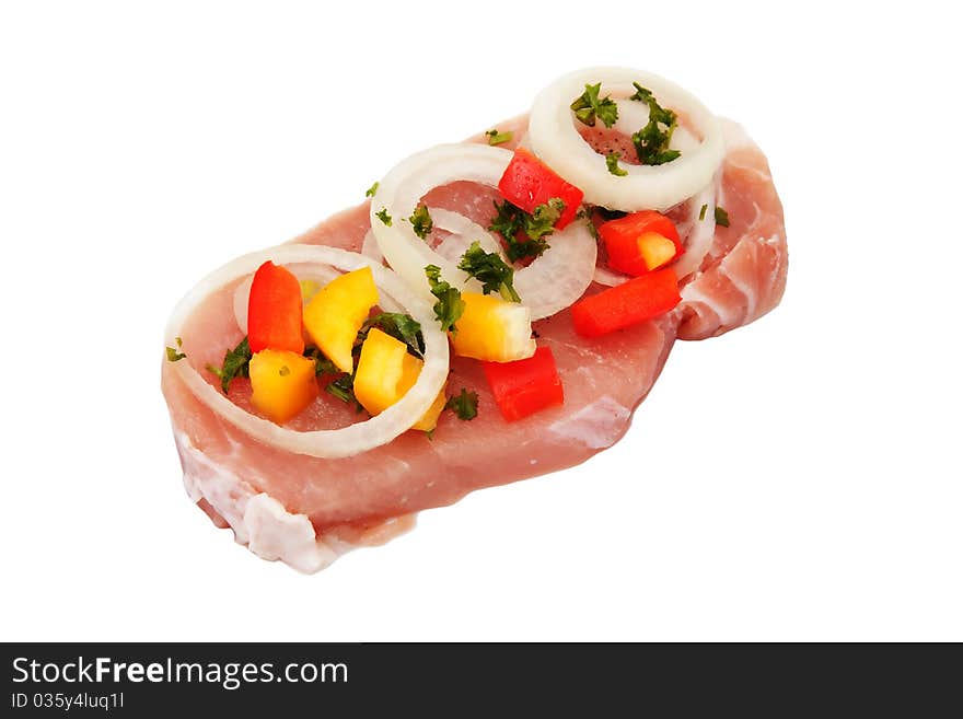 Pork chop with vegetables isolated