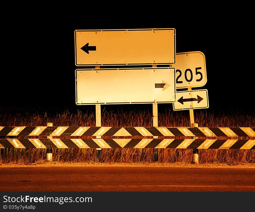 Bank traffic sign in the dark night