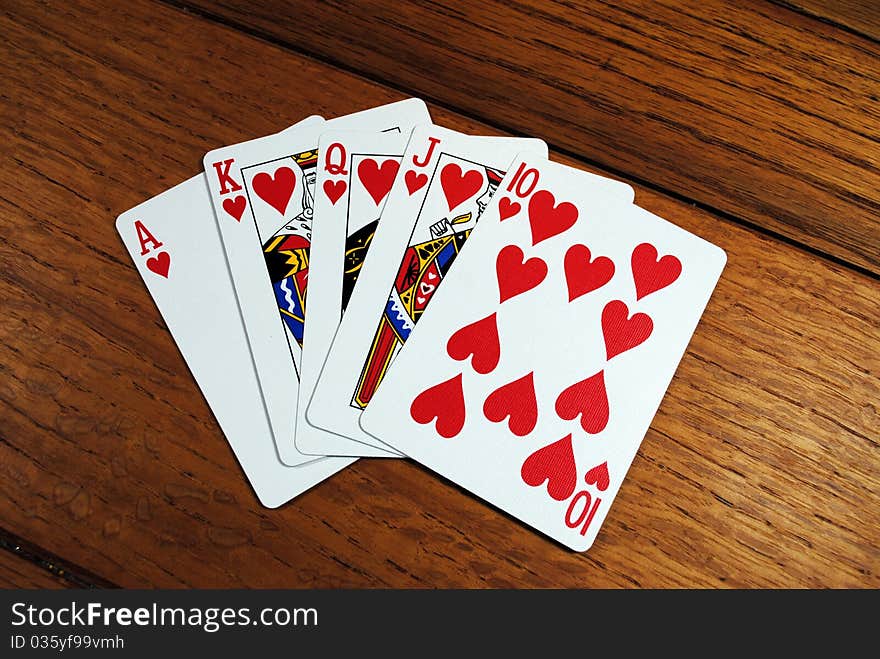 A hearts straight flush in poker