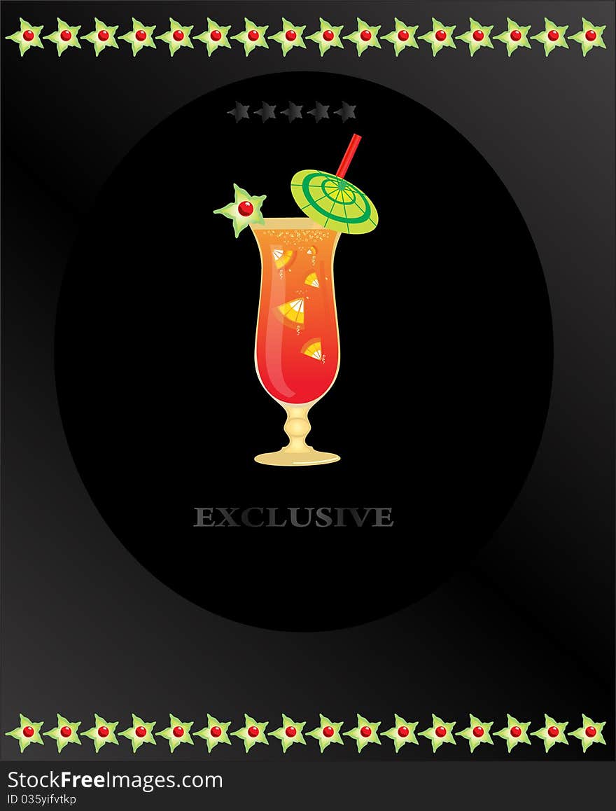 Fruit cocktail on the black background