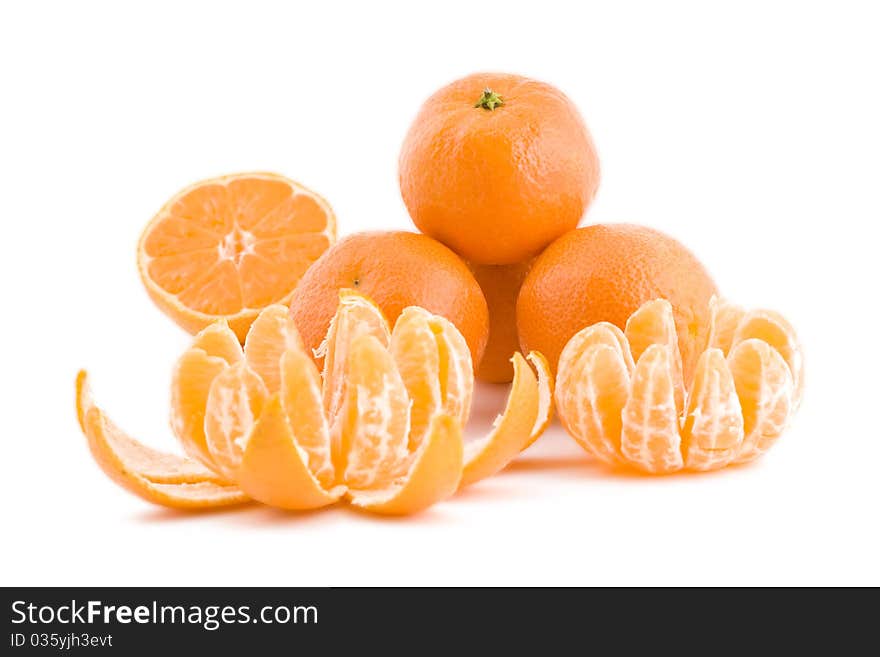 Tangerines on white