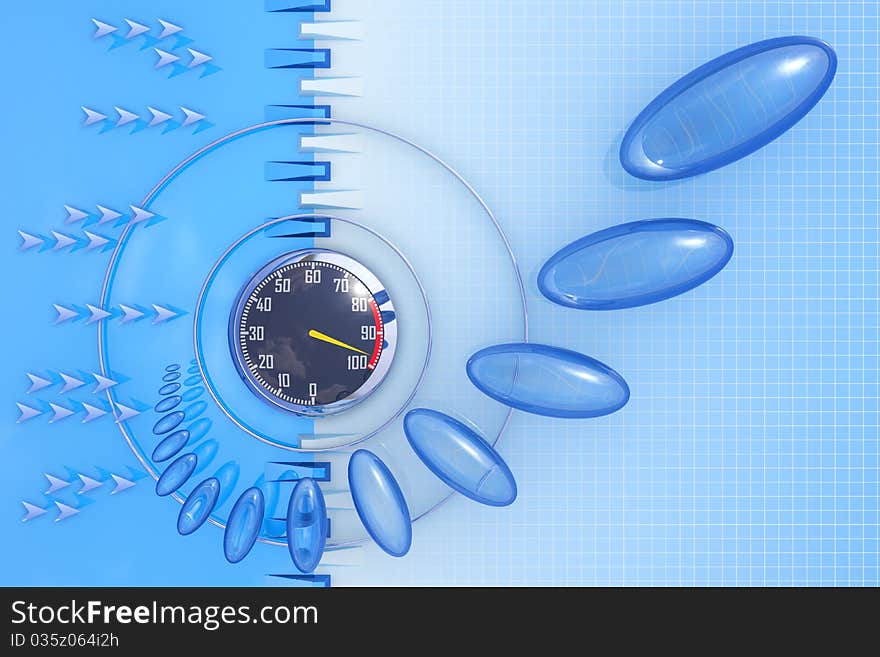 Abstract design with a speedometer. Hi-res digitally generated image. Abstract design with a speedometer. Hi-res digitally generated image.