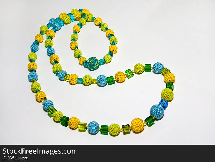 Crocheted colorful necklace