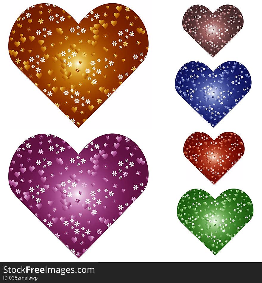 Set the color variations of patterned hearts