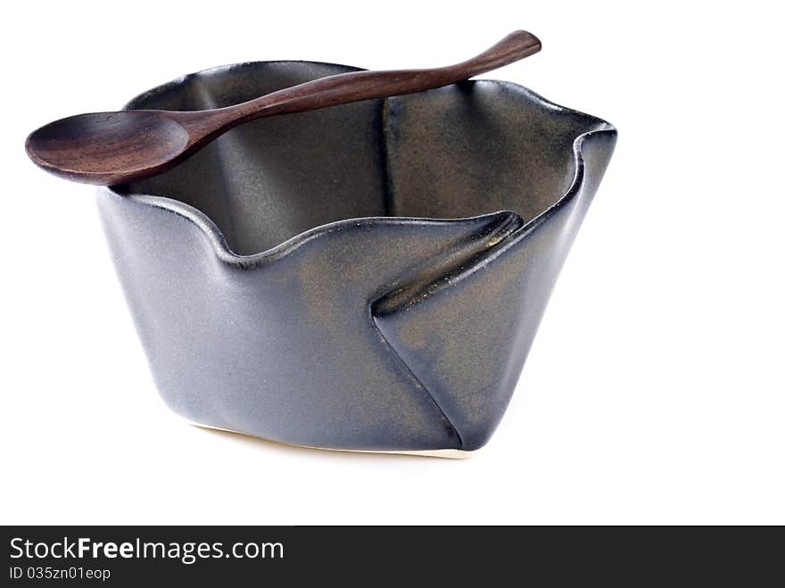 Ceramic Bowl With Wooden Spoon