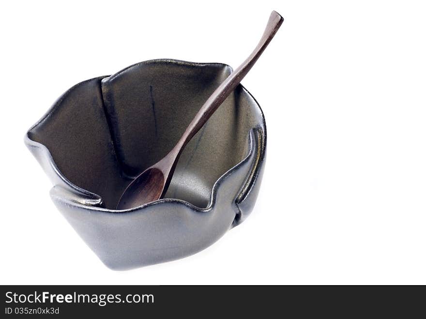 Ceramic Bowl with Wooden Spoon