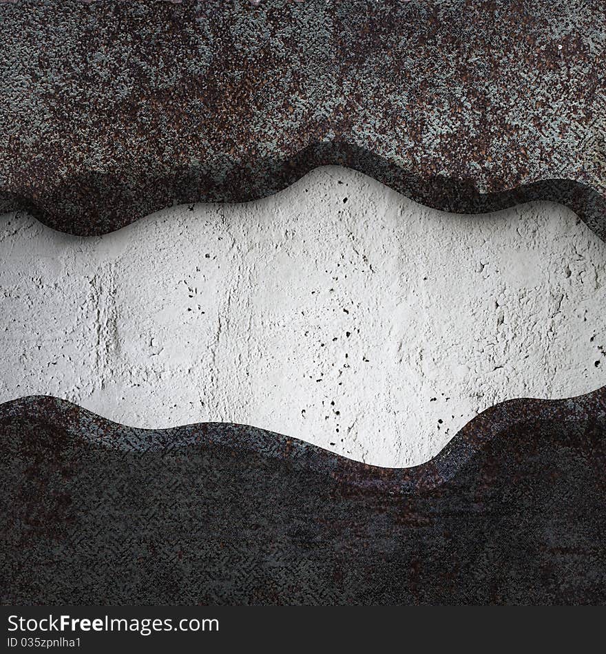 Curved  Metal Plate On  Concrete Background