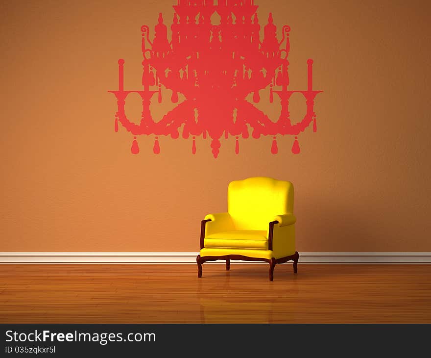 Luxurious chair with silhouette of chandelier