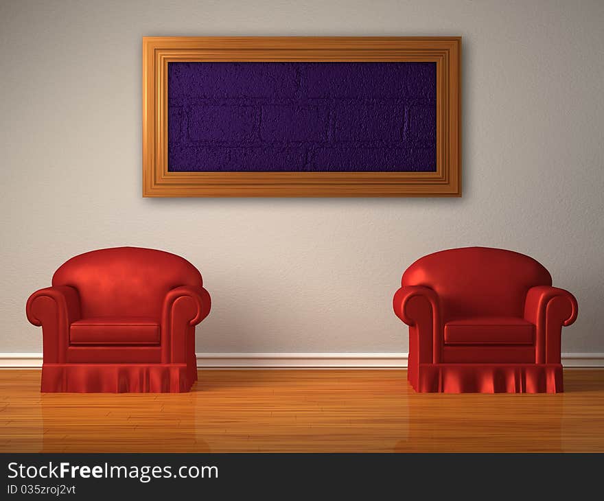 Two Red Chairs With Frame