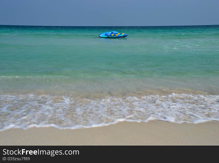 Samui beach blue banana boat. Samui beach blue banana boat