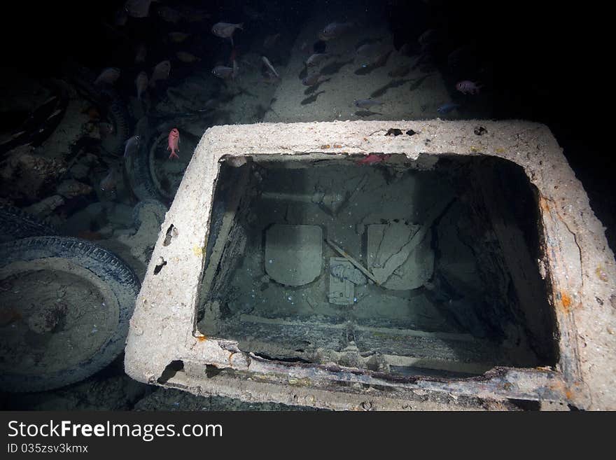 Inside look of a truck on the SS Thistlegorm.