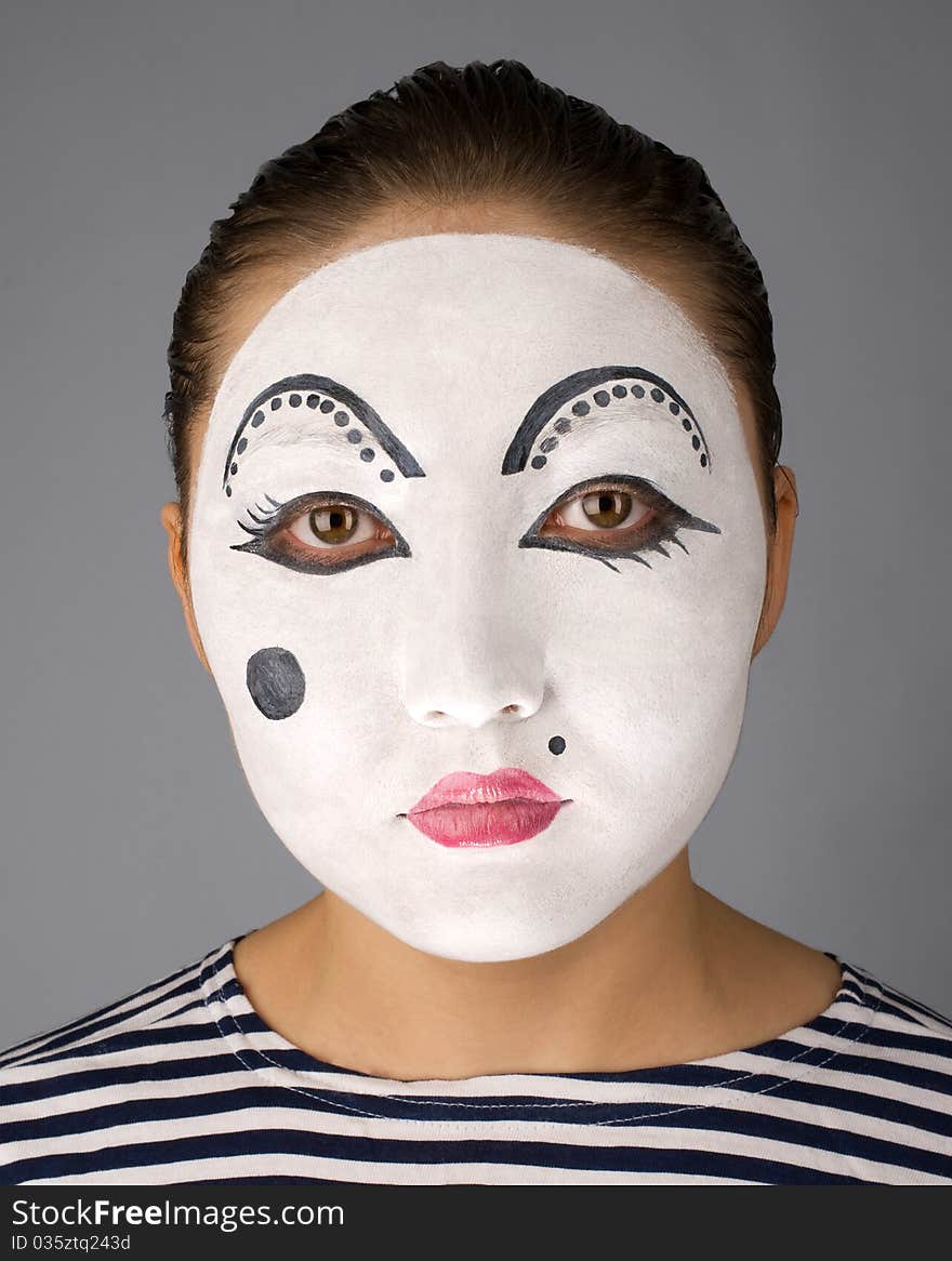 Mime Portrait Looking To The Camera