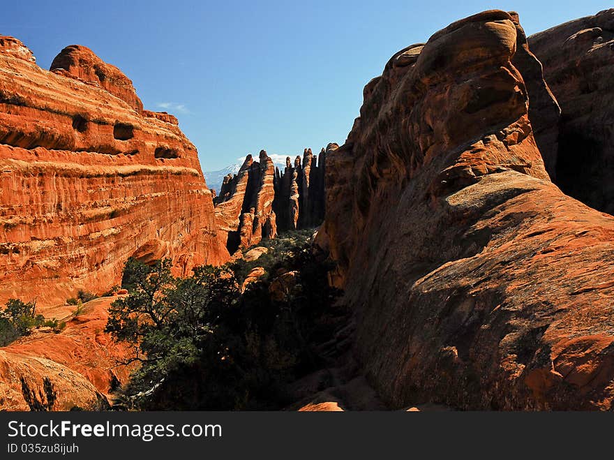 Massive sandstone fins in arches np-the devil's garden trail