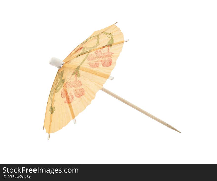 Umbrella for cocktails on a white background. Umbrella for cocktails on a white background