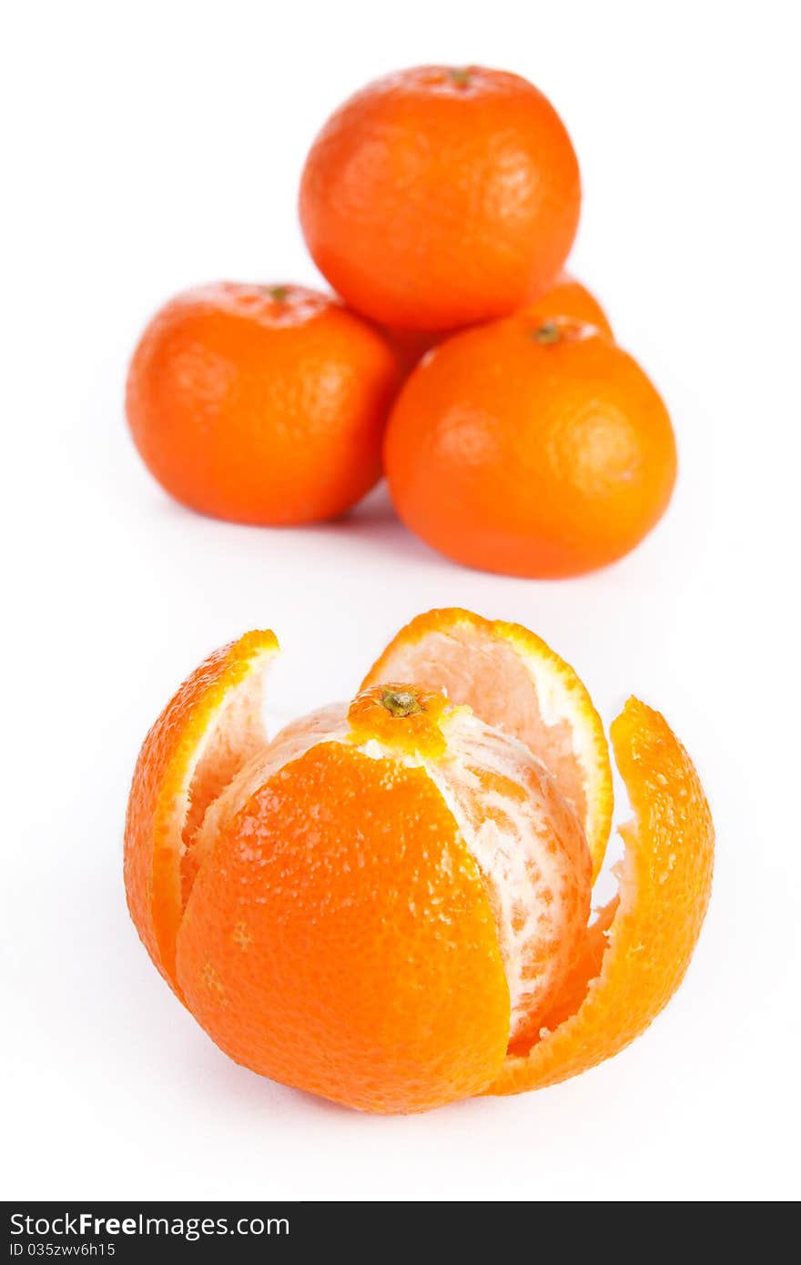 Sliced and whole orange, isolated