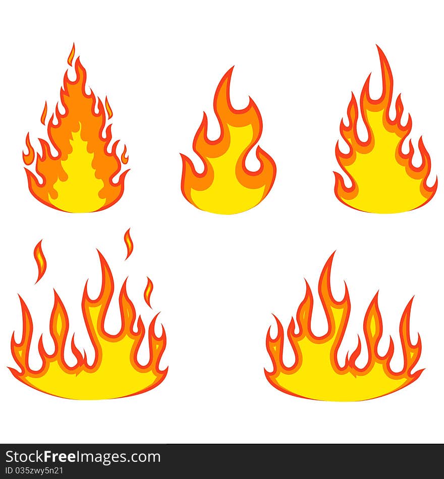 Various fire elements isolated on a white. Vector illustration. Various fire elements isolated on a white. Vector illustration.