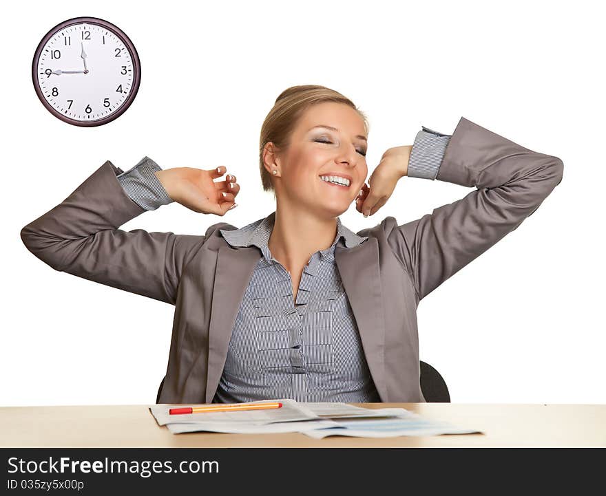 Bored Woman Sitting At The Desk