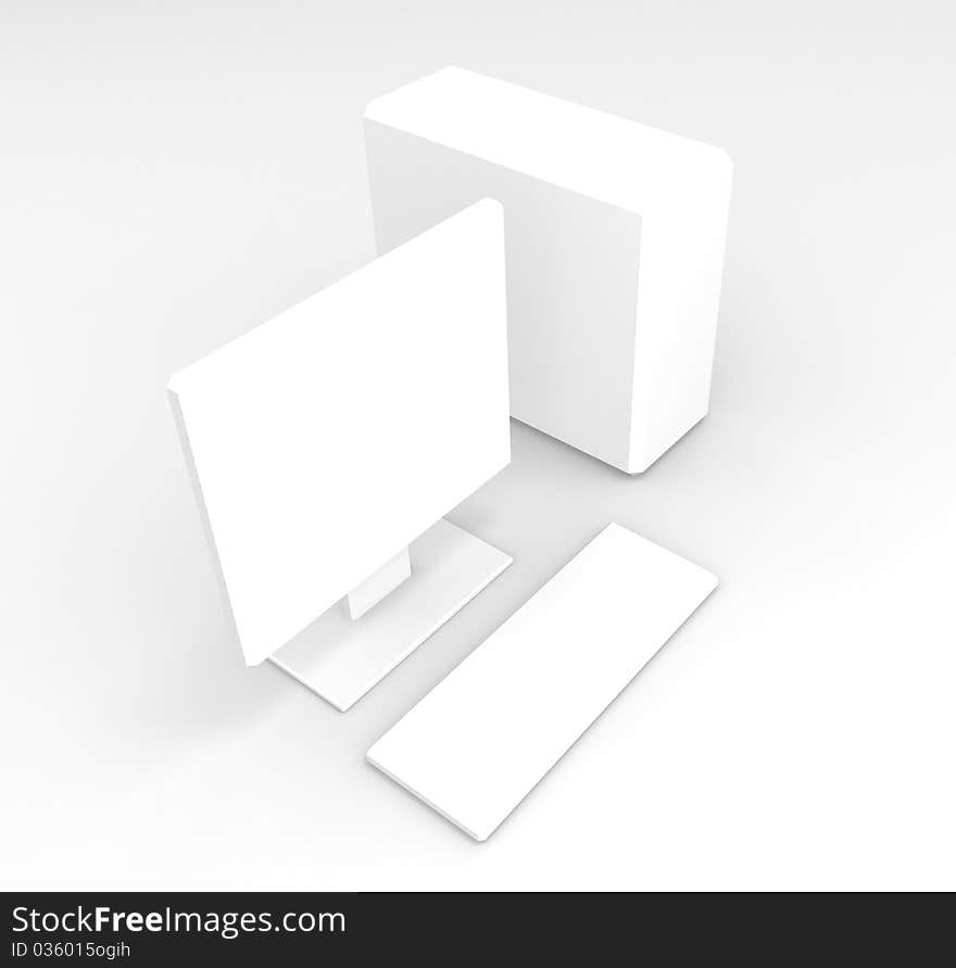 White computer with shadow on white background. White computer with shadow on white background