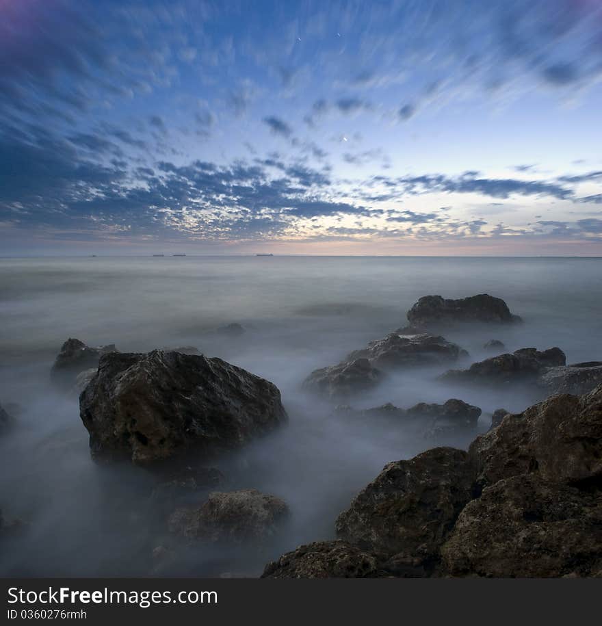 sunset over the summer sea