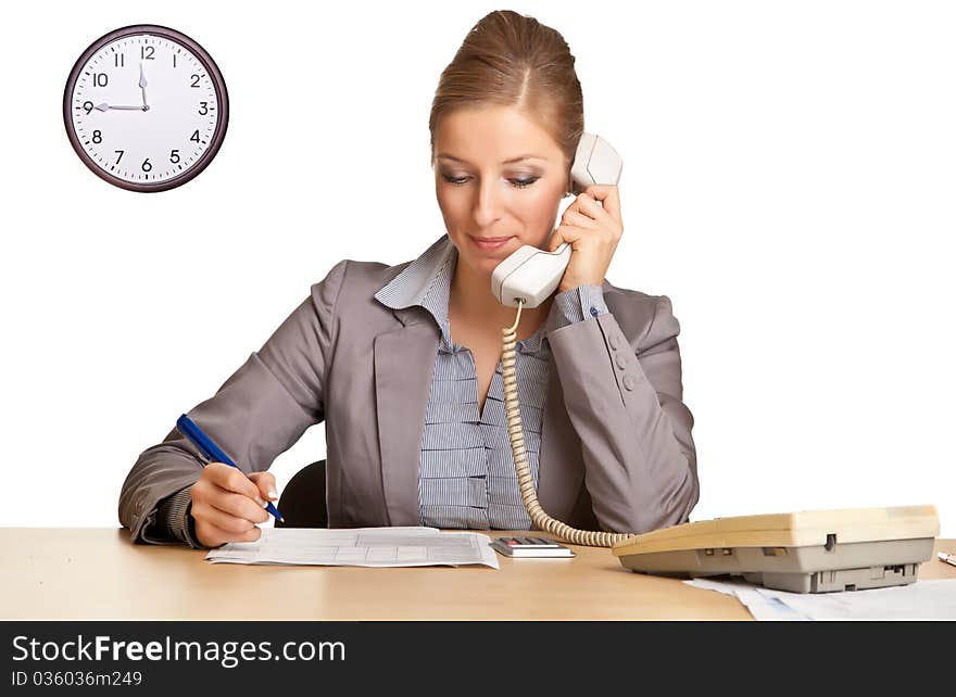 Businesswoman in suit talking on the phone