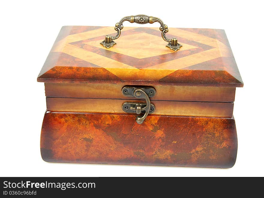 Wooden casket isolated on a white background