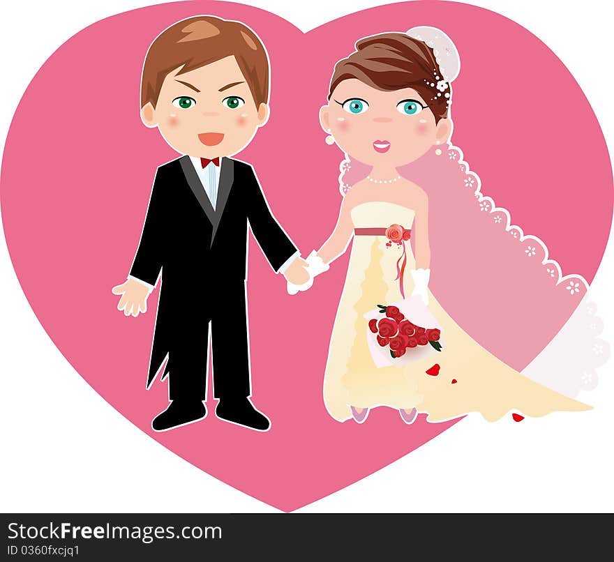 Illustration of an adorable groom and his. Illustration of an adorable groom and his