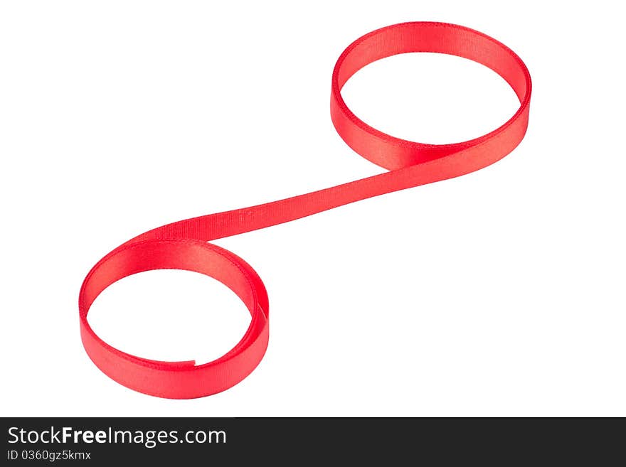 Percent sign made with red ribbon isolated on white