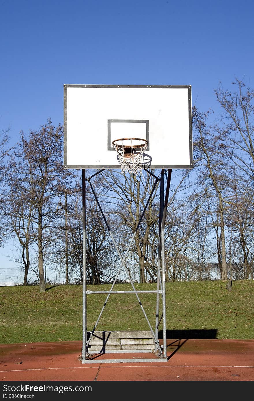 Basket backboard in a park during winter season