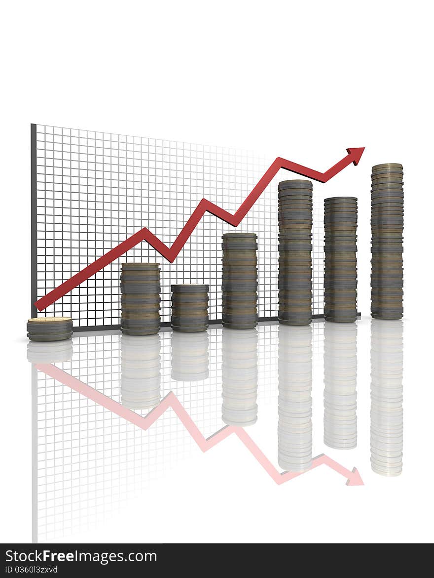 Business statistic graph with coins. Business statistic graph with coins