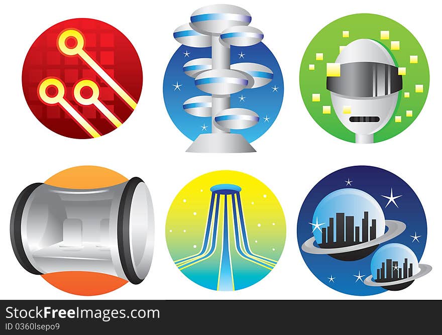 Illustration of a set of futuristic items. Illustration of a set of futuristic items.