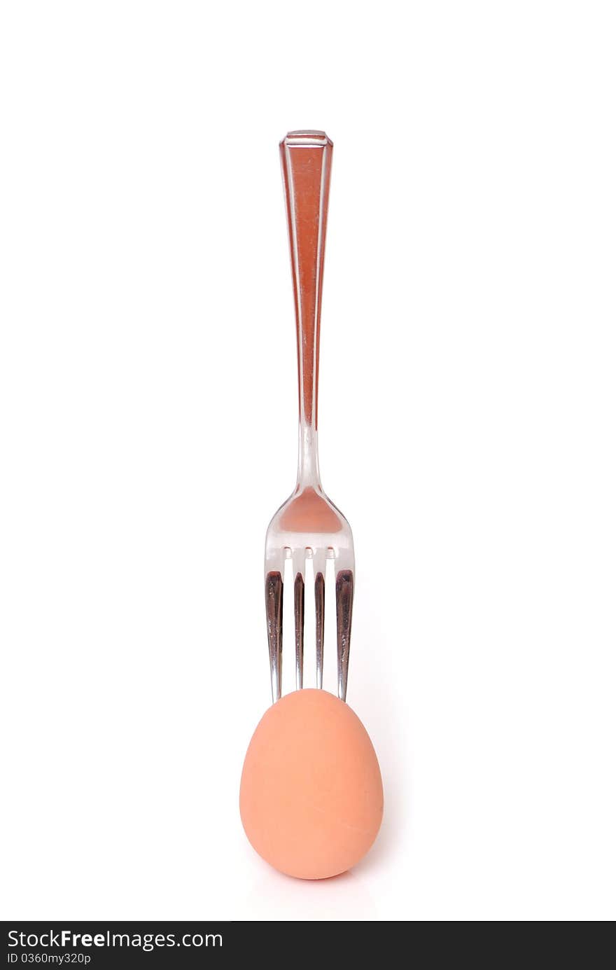 Fork Stuck In Egg Isolated