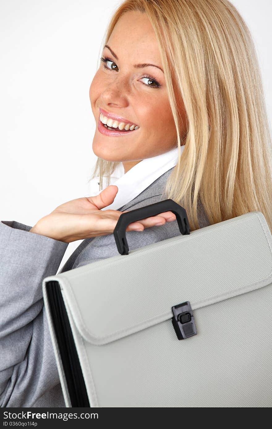 Business woman with case