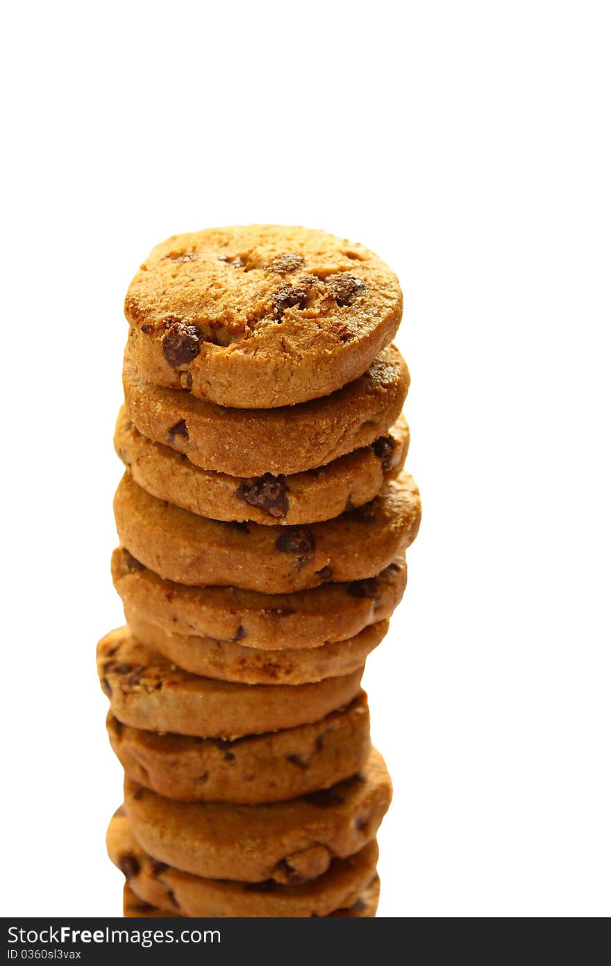 Stack of cookies isolated on white background