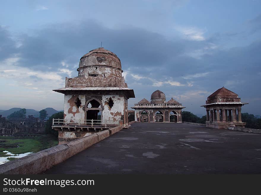 January 08th, 2011 Mandu,Madhya Pradesh, India-A horizontal view of the portion of Jahaj Mahal. Jahaz Mahal is believed to have been constructed during the reign of Mahmud Shah I Khalji who ruled from1436 to 1469. But, it is also said that the palace is commissioned by Ghiyas al-Din after succeeding his father. January 08th, 2011 Mandu,Madhya Pradesh, India-A horizontal view of the portion of Jahaj Mahal. Jahaz Mahal is believed to have been constructed during the reign of Mahmud Shah I Khalji who ruled from1436 to 1469. But, it is also said that the palace is commissioned by Ghiyas al-Din after succeeding his father.