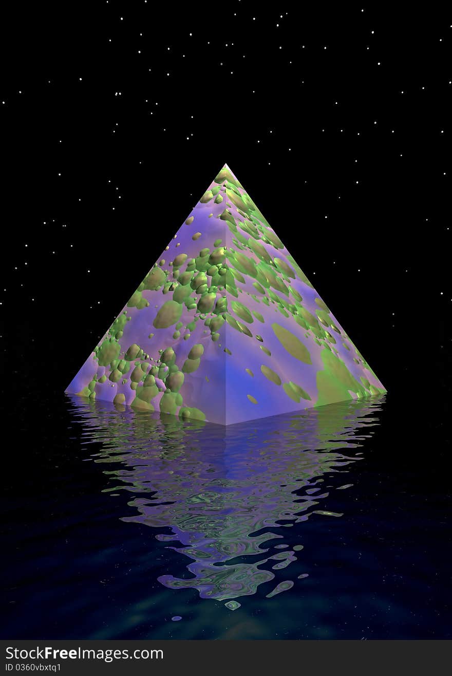 Pyramid purpule and green and sea. Pyramid purpule and green and sea