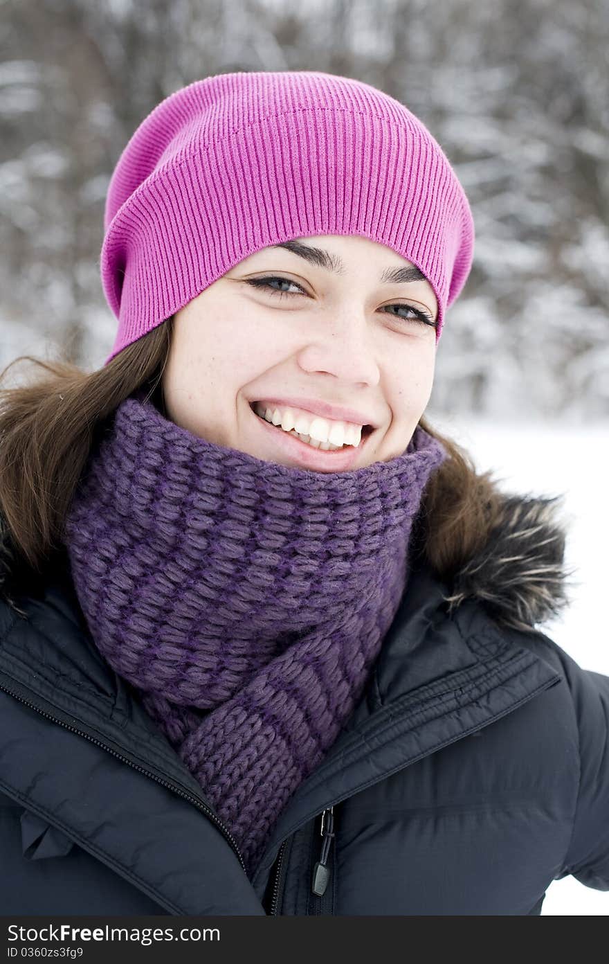 The Young Happy Woman The Brunette In A Pink Cap