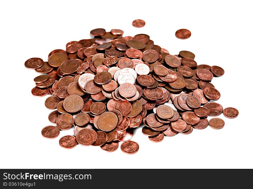 A pile of European cents