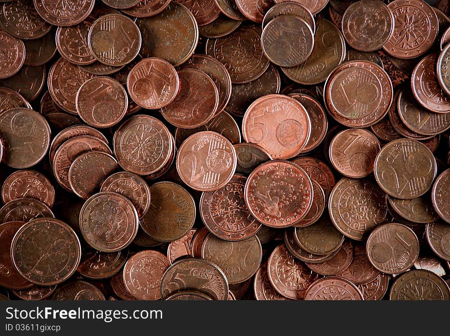 Group of European cents - background. Group of European cents - background