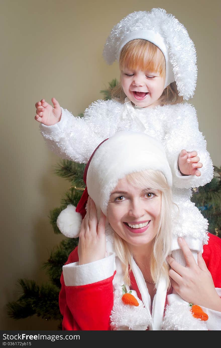 Portrait Happy family in Christmas and a New Year